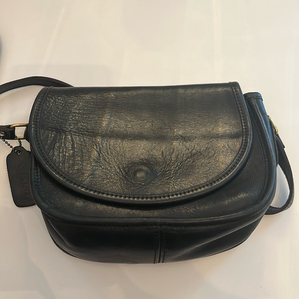 Black Vintage Coach Leather Crossbody